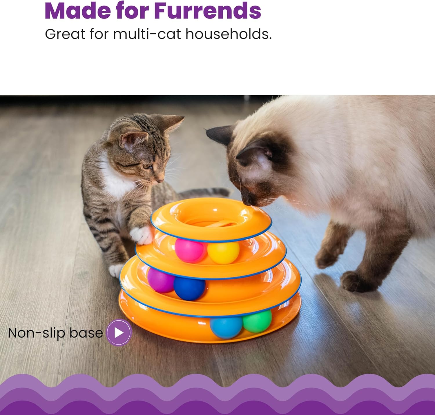 Tower of Tracks Interactive 3-Tier Cat Track Toy with Spinning Balls, Orange