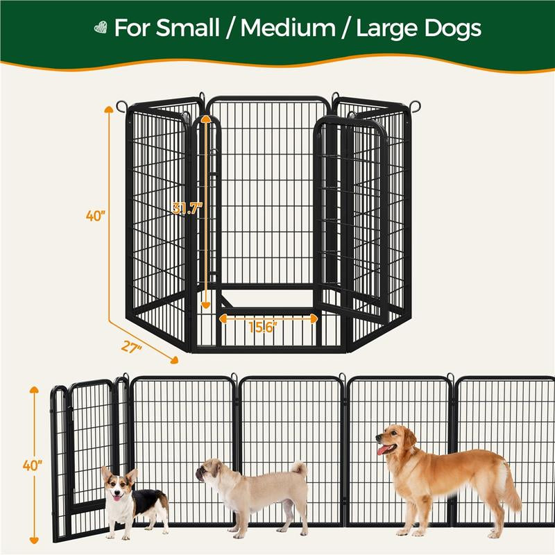 【#Fathersdaygift】Yaheetech Dog Playpen 6/8/12/16 Panels Metal Pet Playpen, Outdoor Indoor Dog Exercise Barrier Fence, 24/32/40/47 Inch