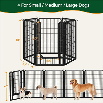 【#Fathersdaygift】Yaheetech Dog Playpen 6/8/12/16 Panels Metal Pet Playpen, Outdoor Indoor Dog Exercise Barrier Fence, 24/32/40/47 Inch