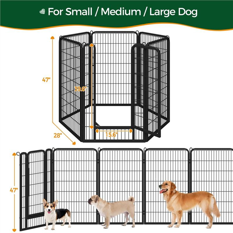 【#Fathersdaygift】Yaheetech Dog Playpen 6/8/12/16 Panels Metal Pet Playpen, Outdoor Indoor Dog Exercise Barrier Fence, 24/32/40/47 Inch