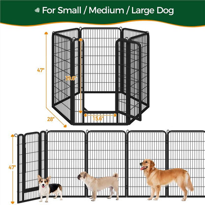 【#Fathersdaygift】Yaheetech Dog Playpen 6/8/12/16 Panels Metal Pet Playpen, Outdoor Indoor Dog Exercise Barrier Fence, 24/32/40/47 Inch