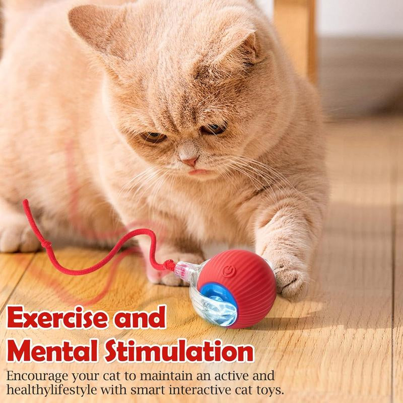 Gift for Pets, Electric Cat Toy Ball with Rope, Interactive Cat Teaser Toy, Automatic Rolling Ball Toy, Pet Supplies, Dog & Cat Accessories, Valentine'S Day Gift
