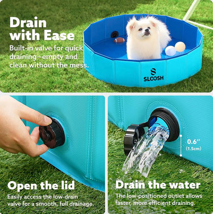 Make a Splash with the SLOOSH Foldable Doggie Pool - The Ultimate Portable Bath Time Fun for Pooches and Kids!
