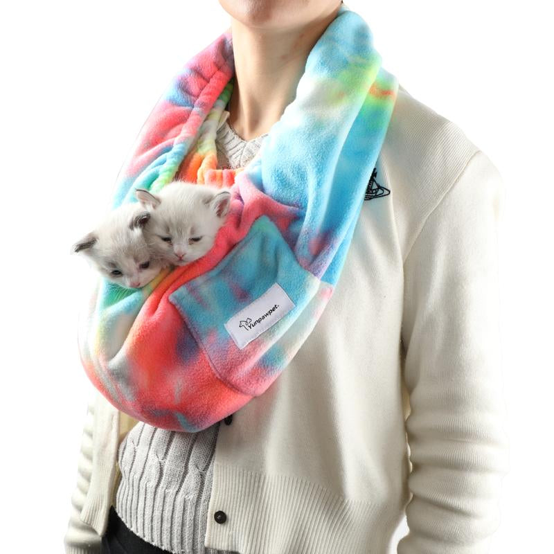 Yunpawpet Small Cat Sling Carrier Pet Bonding Scarf - Handsfree Pet Carrier Pouch for Newborn Kittens, Hedgehogs, Sugar Gliders, Squirrels, Ferrets, Parrots, Birds, Reptiles Etc.