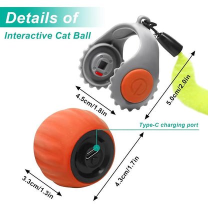 Electric Cat Toy Ball with Rope, Rechargeable Dog Ball Toy, Interactive Cat Teaser Toy, Automatic Rolling Ball Toy, Gift for Pets, Pet Supplies, Dog & Cat Accessories