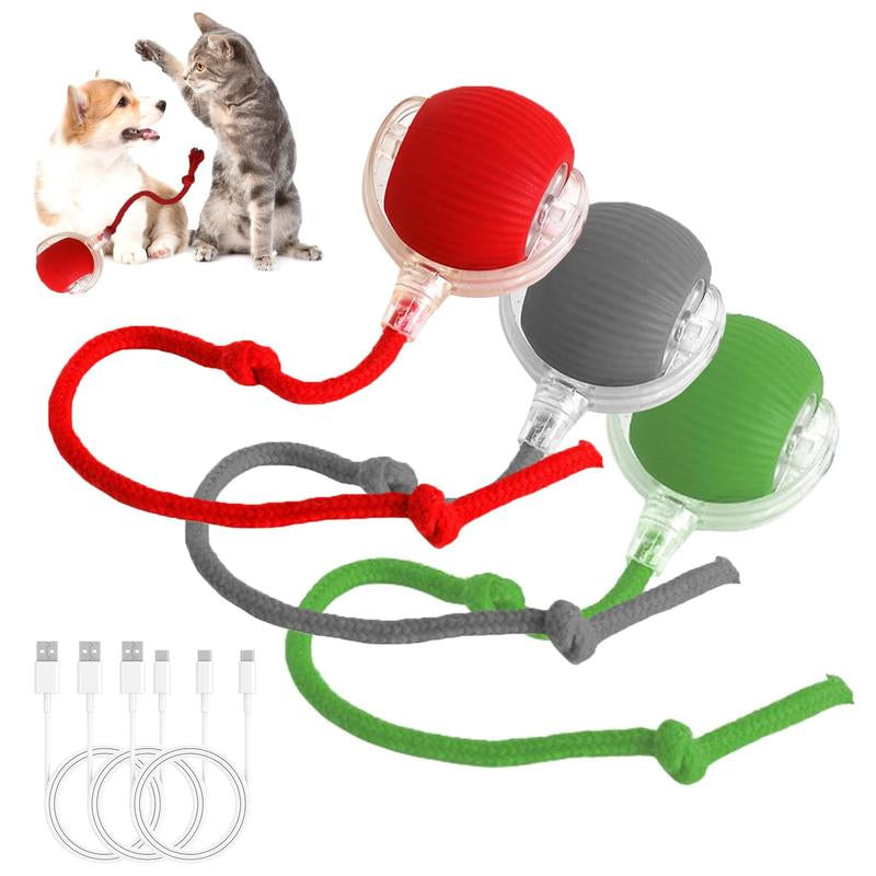Gift for Pets, Electric Cat Toy Ball with Rope, Interactive Cat Teaser Toy, Automatic Rolling Ball Toy, Pet Supplies, Dog & Cat Accessories, Valentine'S Day Gift