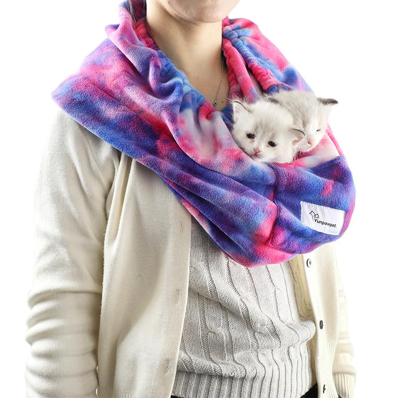 Yunpawpet Small Cat Sling Carrier Pet Bonding Scarf - Handsfree Pet Carrier Pouch for Newborn Kittens, Hedgehogs, Sugar Gliders, Squirrels, Ferrets, Parrots, Birds, Reptiles Etc.