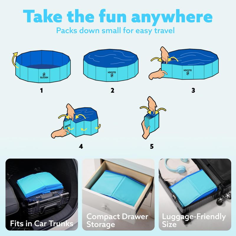 Make a Splash with the SLOOSH Foldable Doggie Pool - The Ultimate Portable Bath Time Fun for Pooches and Kids!