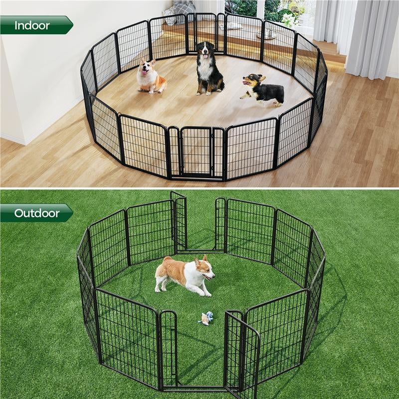【#Fathersdaygift】Yaheetech Dog Playpen 6/8/12/16 Panels Metal Pet Playpen, Outdoor Indoor Dog Exercise Barrier Fence, 24/32/40/47 Inch