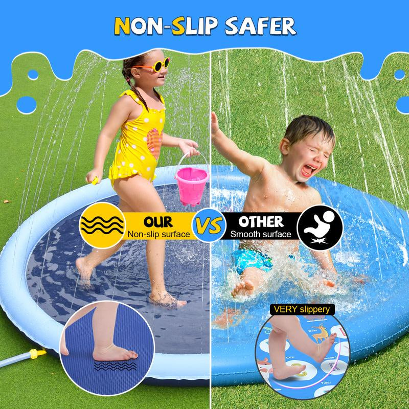 VISTOP Splash Pad for Dogs, Non-Slip Texture Design Thicken Inflatable Sprinkler Pool Outdoor Water Toys, Inflatable Water Spray Pad, Fun Backyard Fountain Play Mat for Girls Boys or Dogs