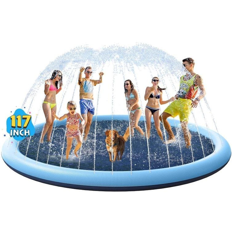 VISTOP Splash Pad for Dogs, Non-Slip Texture Design Thicken Inflatable Sprinkler Pool Outdoor Water Toys, Inflatable Water Spray Pad, Fun Backyard Fountain Play Mat for Girls Boys or Dogs