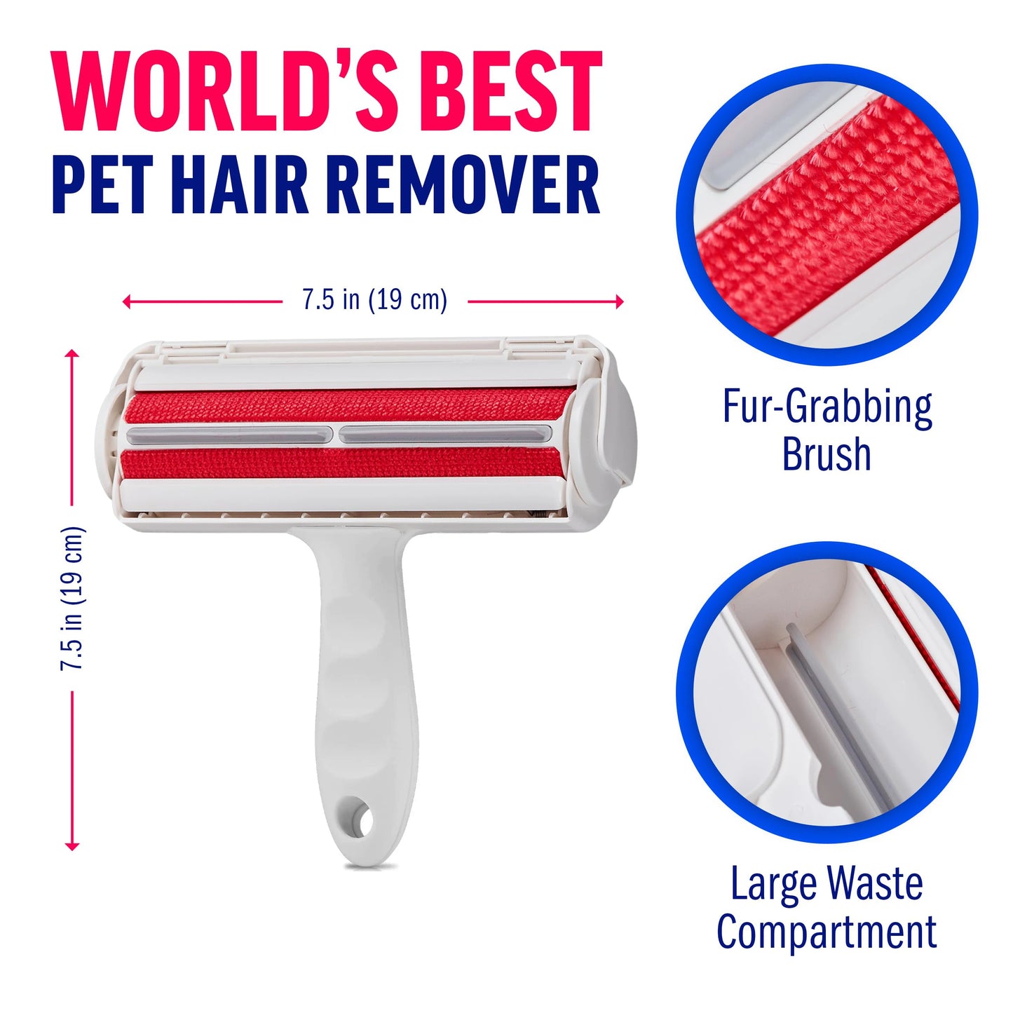 Pet Grooming Brush Easy to Clean Reusable Self-Cleaning Pet Hair Remover Lint Roller