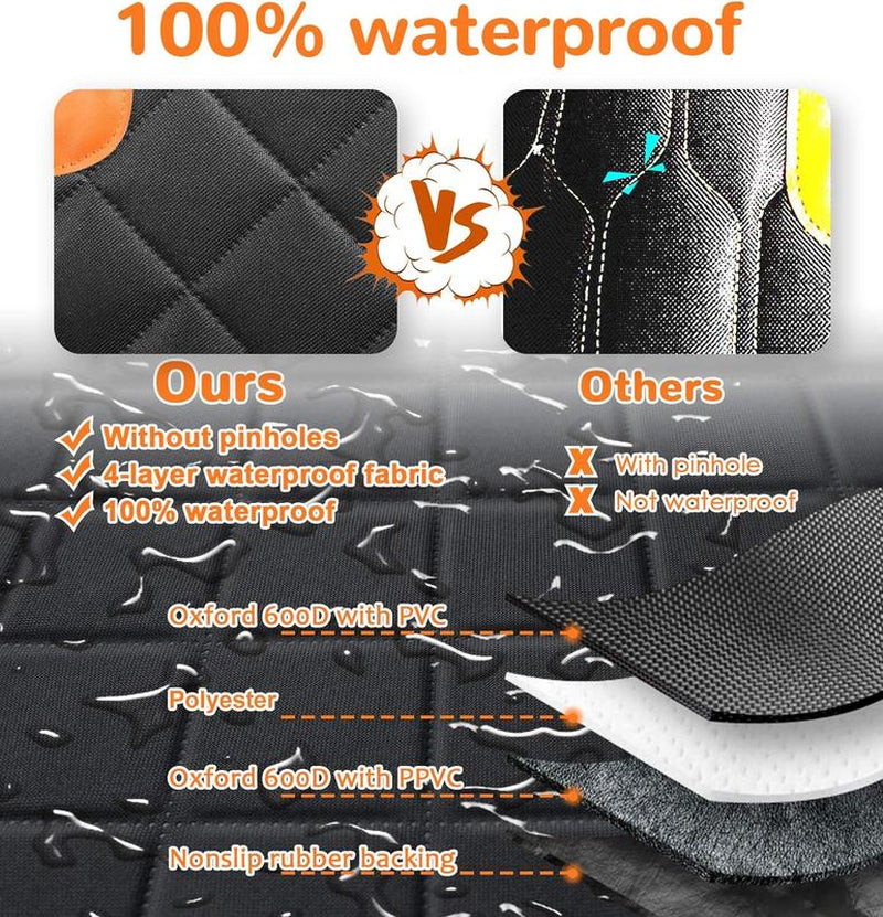 [On Sale!]Dog Car Seat Cover, Waterproof Scratchproof Hammock W/ 4 Storage Bags Side Flaps, Washable Nonslip Backseat Protector for Cars,Trucks,Suvs.