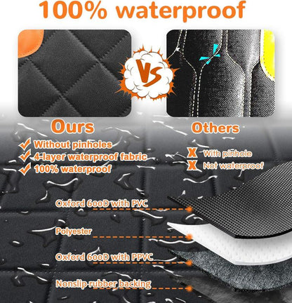 [On Sale!]Dog Car Seat Cover, Waterproof Scratchproof Hammock W/ 4 Storage Bags Side Flaps, Washable Nonslip Backseat Protector for Cars,Trucks,Suvs.