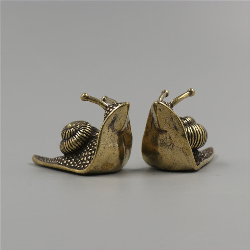 Brass Tea Pet Snail Decoration Pure Copper Paperweight Solid Core to Do Old Artifact