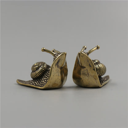 Brass Tea Pet Snail Decoration Pure Copper Paperweight Solid Core to Do Old Artifact