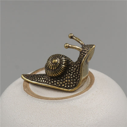 Brass Tea Pet Snail Decoration Pure Copper Paperweight Solid Core to Do Old Artifact