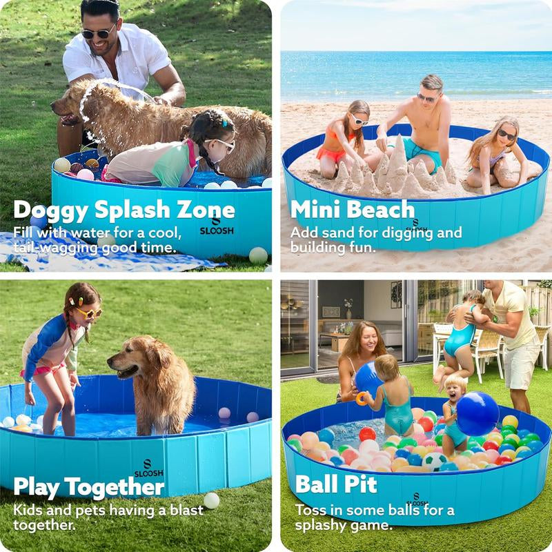 Make a Splash with the SLOOSH Foldable Doggie Pool - The Ultimate Portable Bath Time Fun for Pooches and Kids!