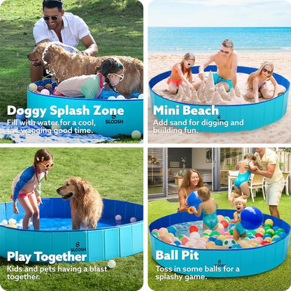 Make a Splash with the SLOOSH Foldable Doggie Pool - The Ultimate Portable Bath Time Fun for Pooches and Kids!