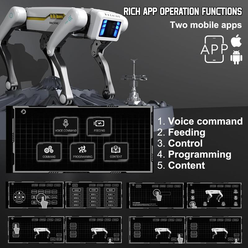 Robot Dog, AI Smart Pet, Can Dance and Do Kung Fu, with App/Remote Control, Supports Motion Programming, an Ideal Gift for Children