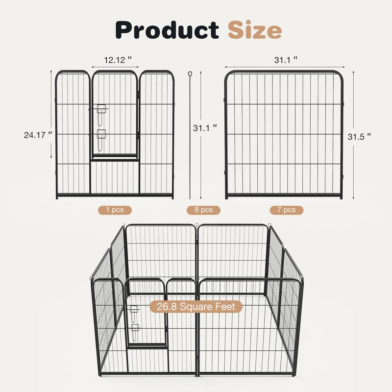 Sweet Furniture S - Pet Supplies Dog Playpen Indoor - Pet Fence Exercise Pen for Yard Gate 8 /16 Panels Foldable Puppy Crates with Doors Metal Dog Pen
