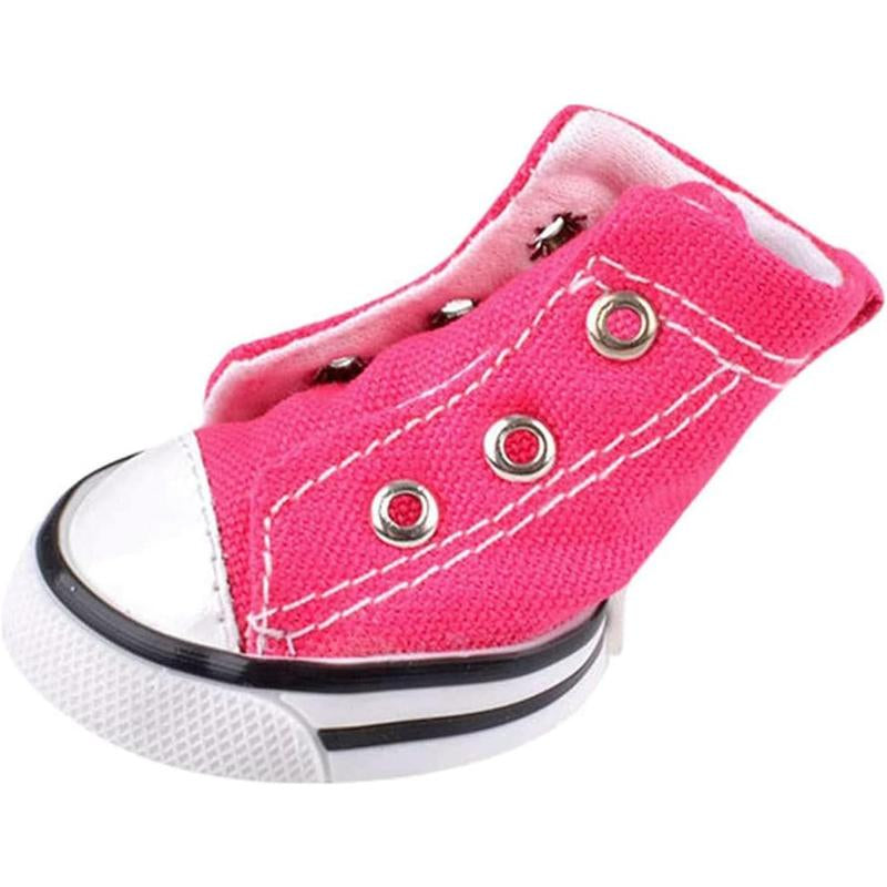 Pet Dog Shoes,Puppy Canvas Sport Shoes Sneaker Boots, Non Slip Causal Shoes Dog & Cat Paw Protective Cover for Outdoor Walking, Sports and Hot Pavement, 4Pcs