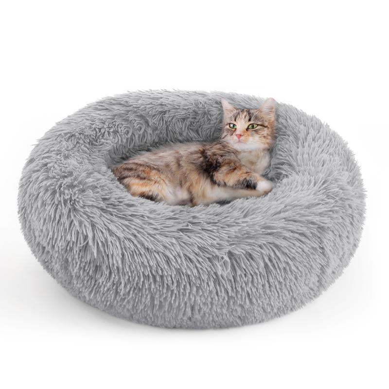 Rabbitgoo Cat Beds for Indoor Cats, 20 Inches Cat Bed Machine Washable, Fluffy round Pet Bed Non-Slip, Calming Soft Plush Donut Cuddler Cushion Self Warming for Small Dogs Kittens,West 18