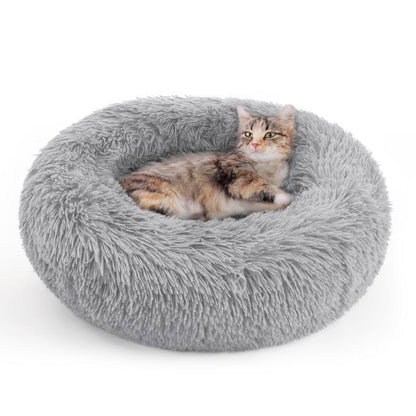 Rabbitgoo Cat Beds for Indoor Cats, 20 Inches Cat Bed Machine Washable, Fluffy round Pet Bed Non-Slip, Calming Soft Plush Donut Cuddler Cushion Self Warming for Small Dogs Kittens,West 18