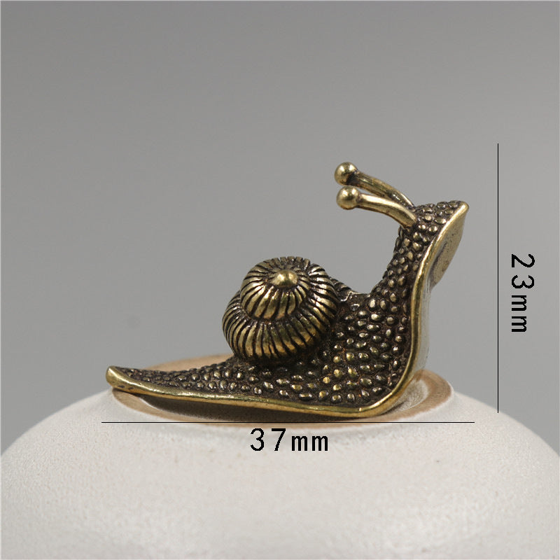 Brass Tea Pet Snail Decoration Pure Copper Paperweight Solid Core to Do Old Artifact
