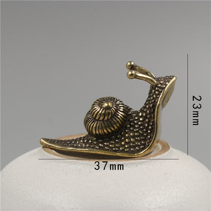Brass Tea Pet Snail Decoration Pure Copper Paperweight Solid Core to Do Old Artifact