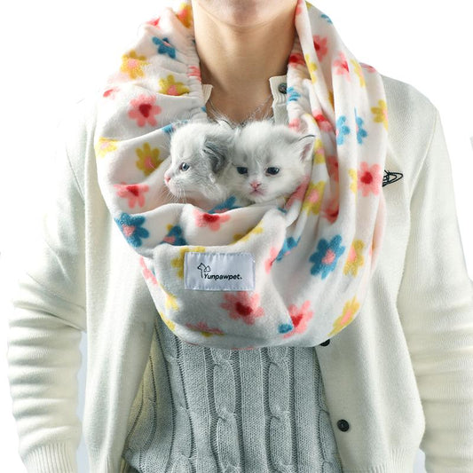 Yunpawpet Small Cat Sling Carrier Pet Bonding Scarf - Handsfree Pet Carrier Pouch for Newborn Kittens, Hedgehogs, Sugar Gliders, Squirrels, Ferrets, Parrots, Birds, Reptiles Etc.