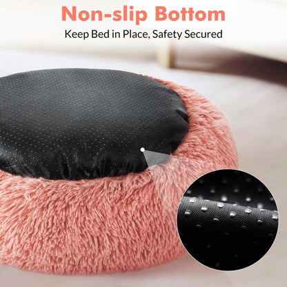 Rabbitgoo Cat Beds for Indoor Cats, 20 Inches Cat Bed Machine Washable, Fluffy round Pet Bed Non-Slip, Calming Soft Plush Donut Cuddler Cushion Self Warming for Small Dogs Kittens,West 18