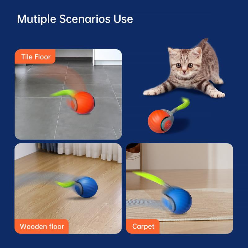 Petgravity Speedy Sprint Ball Toy for Cat Type-C Rechargeable Interactive Cats Toy, Automatic Cat Teaser Toy, Pet Supplies,Cozyvibes Petlife Indoorfun