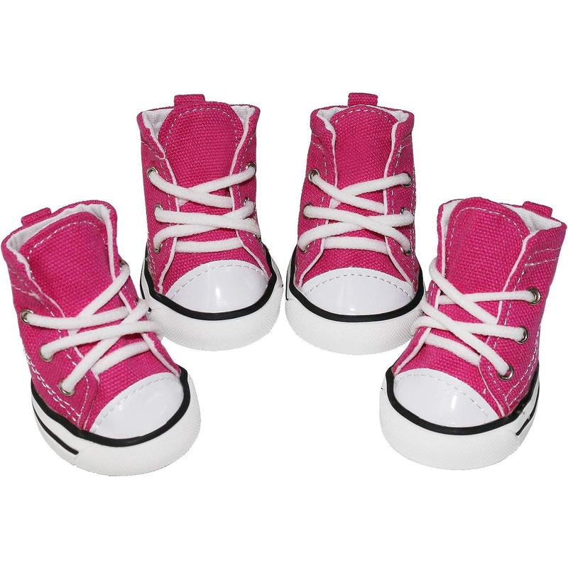 Pet Dog Shoes,Puppy Canvas Sport Shoes Sneaker Boots, Non Slip Causal Shoes Dog & Cat Paw Protective Cover for Outdoor Walking, Sports and Hot Pavement, 4Pcs