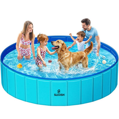 Make a Splash with the SLOOSH Foldable Doggie Pool - The Ultimate Portable Bath Time Fun for Pooches and Kids!
