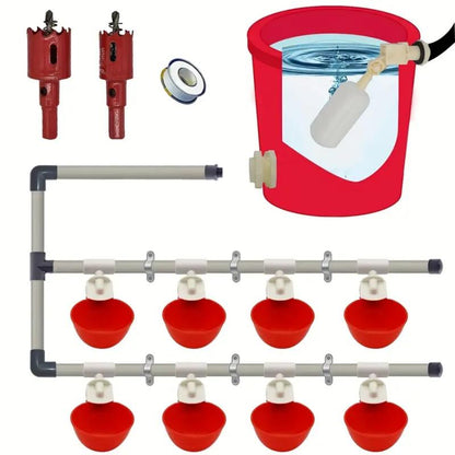 Automatic Chicken Watering System, Chicken Water Cups, Chicken Water Feeder and 1/2" PVC Tee Pipe DIY Kit, Poultry Waterer Chicken Water Dispenser for Chicken, Duck, Quail