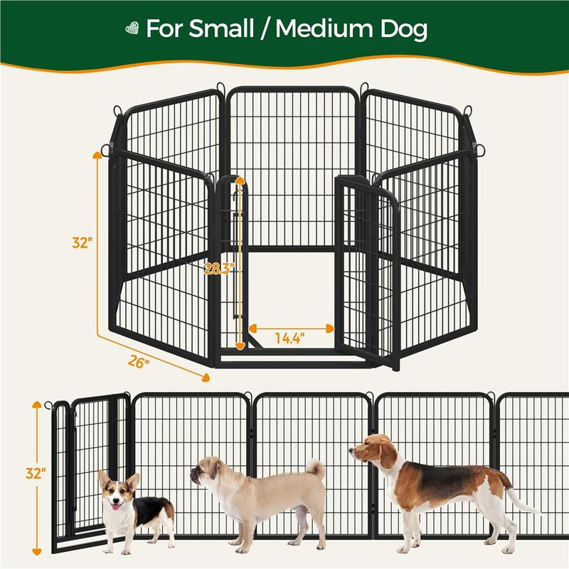 【#Fathersdaygift】Yaheetech Dog Playpen 6/8/12/16 Panels Metal Pet Playpen, Outdoor Indoor Dog Exercise Barrier Fence, 24/32/40/47 Inch