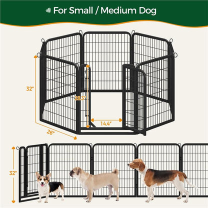 【#Fathersdaygift】Yaheetech Dog Playpen 6/8/12/16 Panels Metal Pet Playpen, Outdoor Indoor Dog Exercise Barrier Fence, 24/32/40/47 Inch