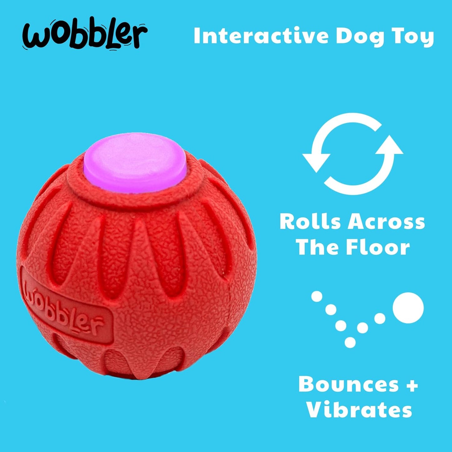 Wobbler Interactive Dog Toy - Rolls across the Floor, Bounces, Vibrates - Active Rolling Ball and Boredom Buster for Medium to Large Dogs