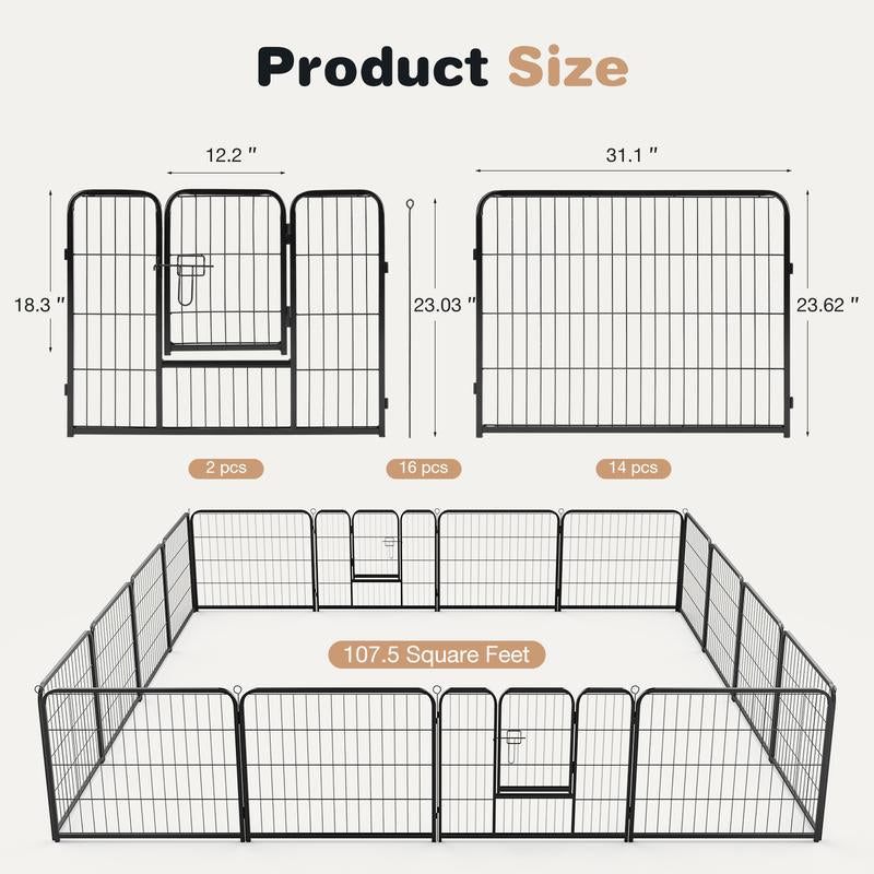 Sweet Furniture S - Pet Supplies Dog Playpen Indoor - Pet Fence Exercise Pen for Yard Gate 8 /16 Panels Foldable Puppy Crates with Doors Metal Dog Pen