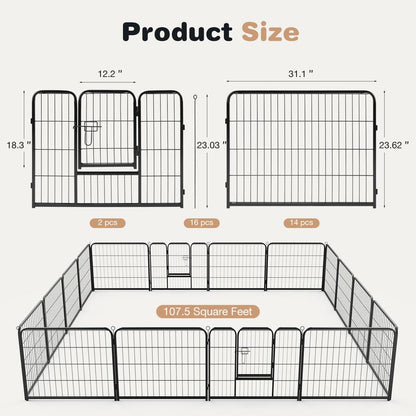 Sweet Furniture S - Pet Supplies Dog Playpen Indoor - Pet Fence Exercise Pen for Yard Gate 8 /16 Panels Foldable Puppy Crates with Doors Metal Dog Pen