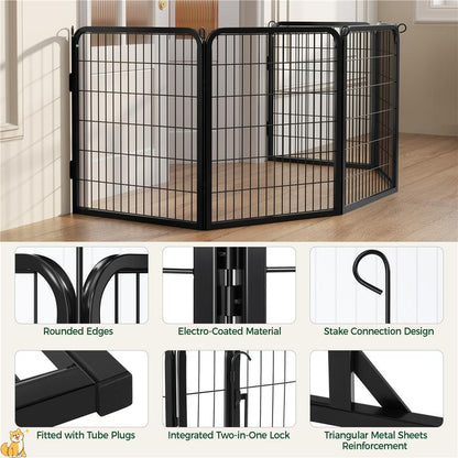 【#Fathersdaygift】Yaheetech Dog Playpen 6/8/12/16 Panels Metal Pet Playpen, Outdoor Indoor Dog Exercise Barrier Fence, 24/32/40/47 Inch