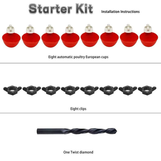 Automatic Chicken Watering System, Chicken Water Cups, Chicken Water Feeder and 1/2" PVC Tee Pipe DIY Kit, Poultry Waterer Chicken Water Dispenser for Chicken, Duck, Quail