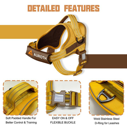 AUROTH No Pull Dog Harness - Soft Padded Service Vest, Reflective, Adjustable, Easy on & off - Great for Walking & Training, Suitable for Small, Medium & Large Dogs