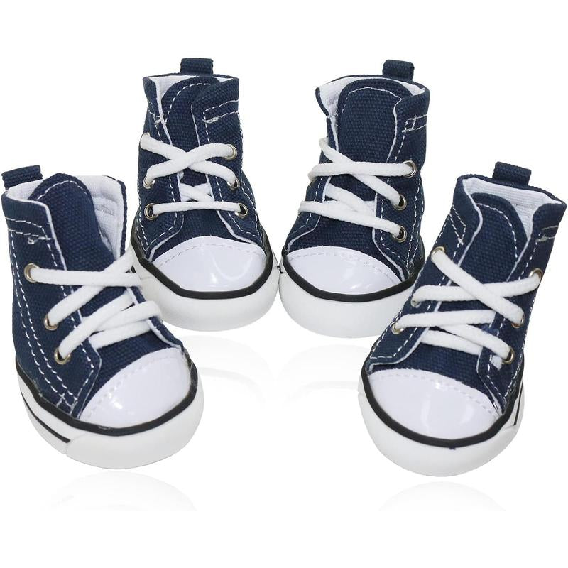 Pet Dog Shoes,Puppy Canvas Sport Shoes Sneaker Boots, Non Slip Causal Shoes Dog & Cat Paw Protective Cover for Outdoor Walking, Sports and Hot Pavement, 4Pcs