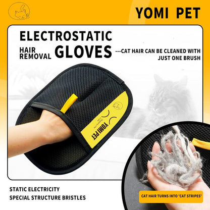 Pet Hair Remover Electrostatic Gloves Two-Way Brush Sticky Hair Remover Cat Hair Dog Hair Glover Grooming Removal Cleaning