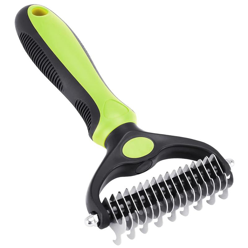 Pet Grooming Brush, 2 Sided Undercoat Dog Grooming Rakes, Perfect Long Fur Remove Tangles, Mats, Knots - Shedding Dematting Rake Comb for Dogs & Cats