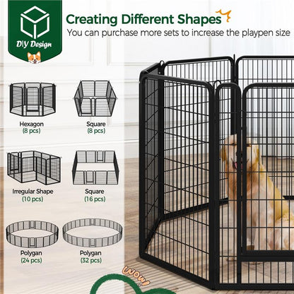【#Fathersdaygift】Yaheetech Dog Playpen 6/8/12/16 Panels Metal Pet Playpen, Outdoor Indoor Dog Exercise Barrier Fence, 24/32/40/47 Inch