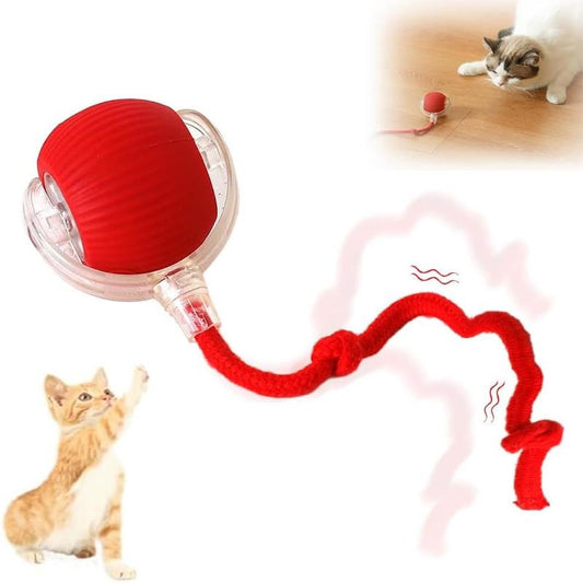 Gift for Pets, Electric Cat Toy Ball with Rope, Interactive Cat Teaser Toy, Automatic Rolling Ball Toy, Pet Supplies, Dog & Cat Accessories, Valentine'S Day Gift