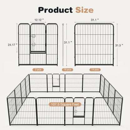 Sweet Furniture S - Pet Supplies Dog Playpen Indoor - Pet Fence Exercise Pen for Yard Gate 8 /16 Panels Foldable Puppy Crates with Doors Metal Dog Pen